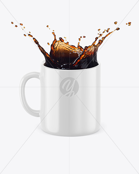 Glossy Coffee Cup w/ Splash Mockup