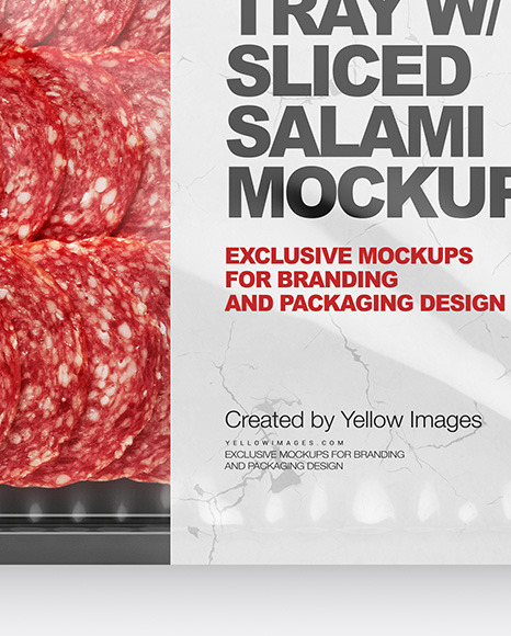 Plastic Tray With Glossy Film & Salami Mockup