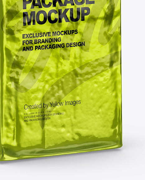 Glossy Metallic Coffee Bag Package Mockup