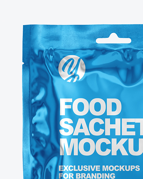 Glossy Metallic Sachet Mockup