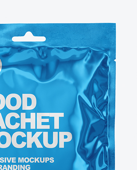 Glossy Metallic Sachet Mockup