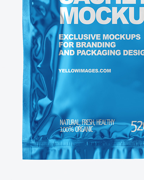 Glossy Metallic Sachet Mockup