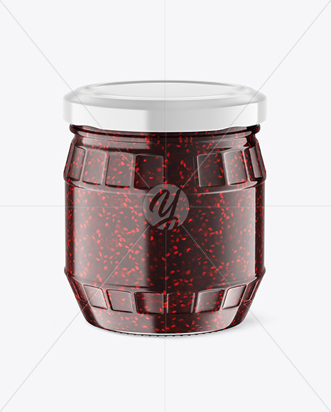 Clear Glass Jar w/ Jam Mockup