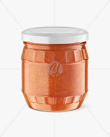 Clear Glass Jar w/ Sauce Mockup