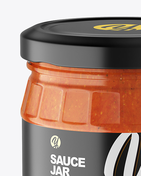 Clear Glass Jar w/ Sauce Mockup