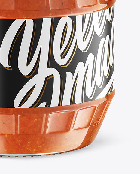 Clear Glass Jar w/ Sauce Mockup