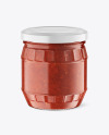 Clear Glass Jar w/ Tomato Sauce Mockup