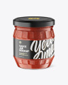 Clear Glass Jar w/ Tomato Sauce Mockup