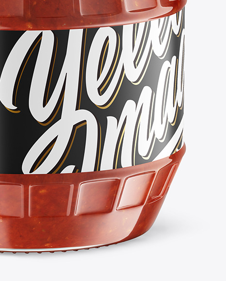 Clear Glass Jar w/ Tomato Sauce Mockup