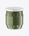 Clear Glass Jar w/ Pesto Mockup Clear Glass Jar w/ Pesto Mockup