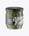 Clear Glass Jar w/ Pesto Mockup Clear Glass Jar w/ Pesto Mockup