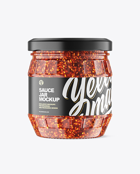 Clear Glass Jar w/ Sauce Mockup