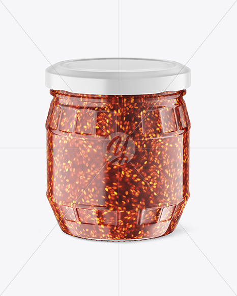 Clear Glass Jar w/ Sauce Mockup