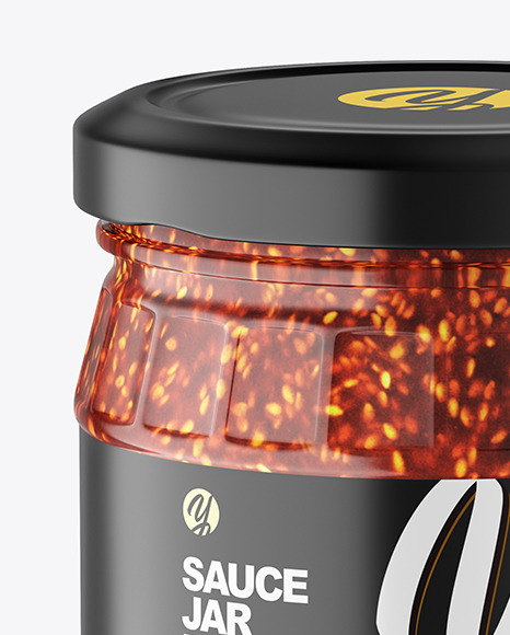 Clear Glass Jar w/ Sauce Mockup