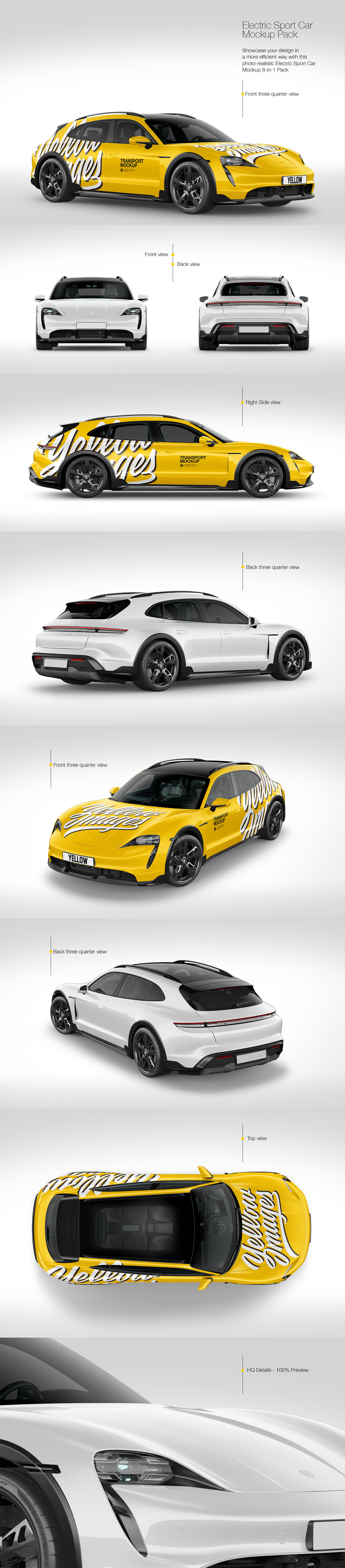 Electric Sport Car Mockup Pack Electric Sport Car Mockup Pack
