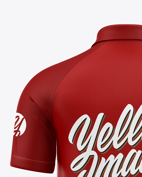 Raglan Zip Polo Shirt Mockup - Back View