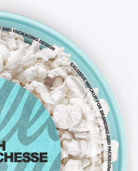 Plastic Bowl with Cottage Cheese Mockup