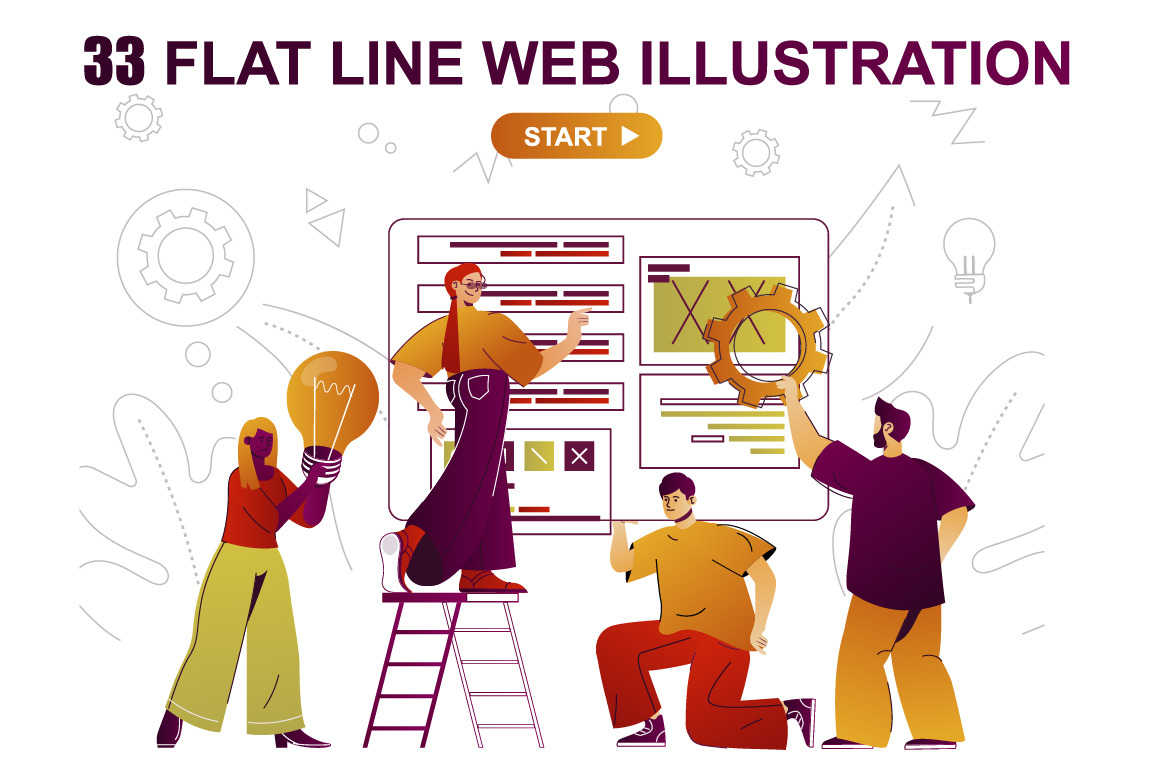 Flat Line Web Illustration Pack