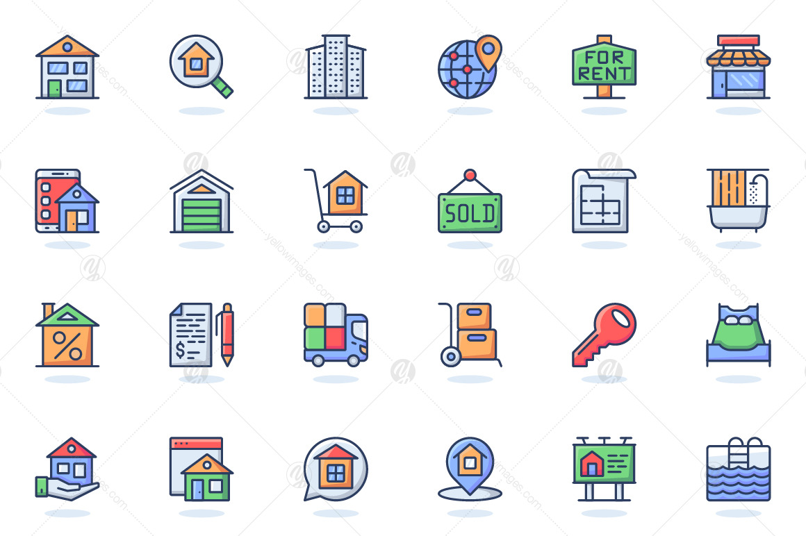 Flat Line Web Icons Pack