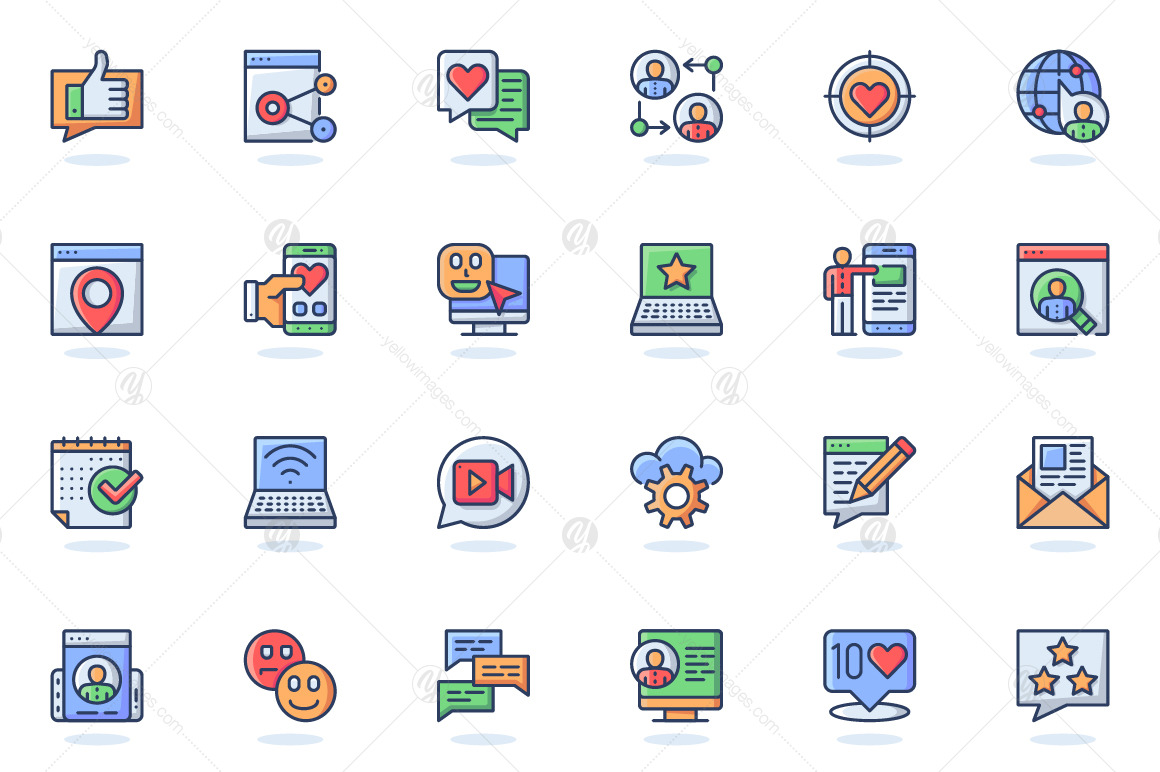 Flat Line Web Icons Pack Flat Line Web Icons Pack
