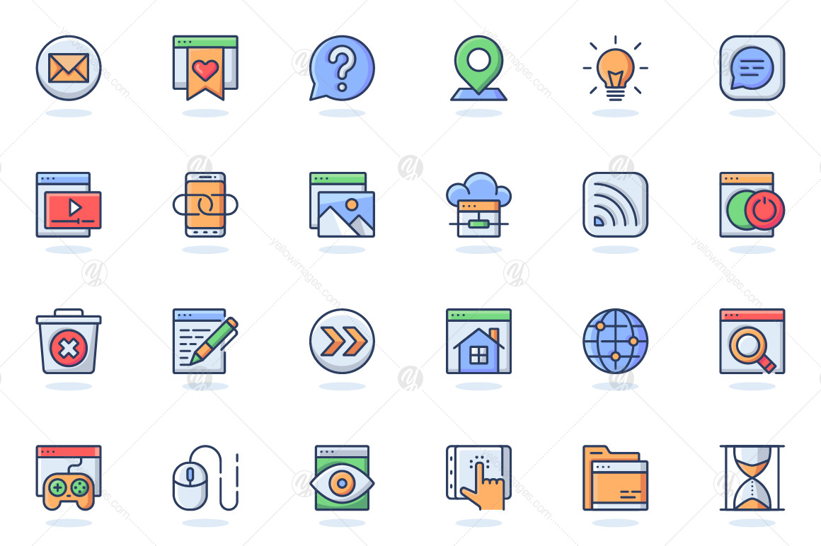 Flat Line Web Icons Pack Flat Line Web Icons Pack