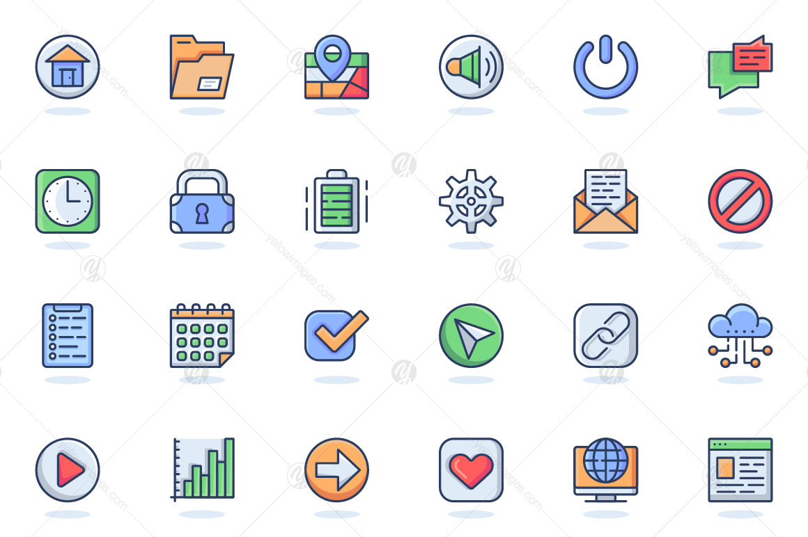 Flat Line Web Icons Pack