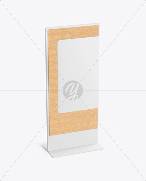 Wayfinding Stand With Wooden Frame Mockup