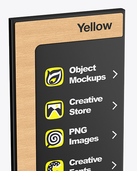 Wayfinding Stand With Wooden Frame Mockup