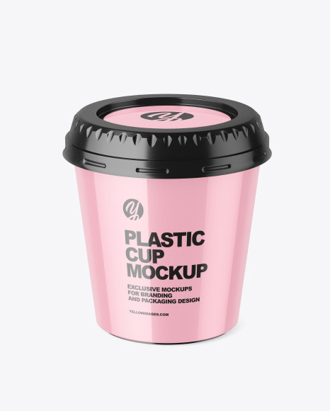 Glossy Plastic Cup Mockup - Cup+With+Frozen+Yogurt+Mockup+In+Cup+Bowl+Mockups+On+Yellow