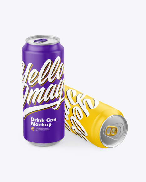 Two Matte Drink Cans Mockup - Energy drink can mockup