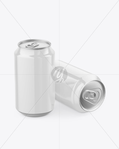 Two Glossy Drink Cans Mockup