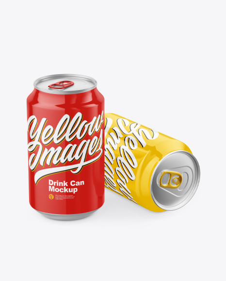 Two Glossy Drink Cans Mockup