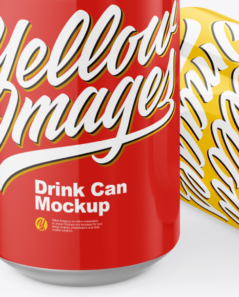 Two Glossy Drink Cans Mockup