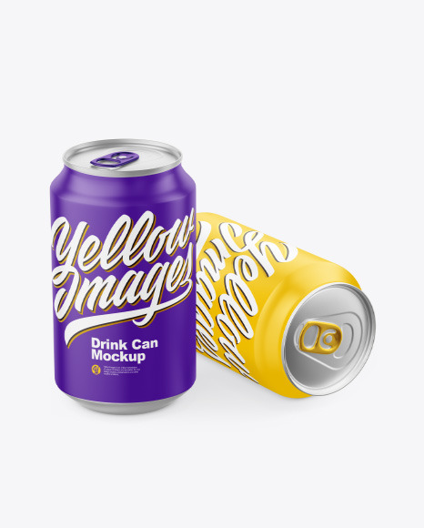 Two Matte Drink Cans Mockup - Energy drink can mockup