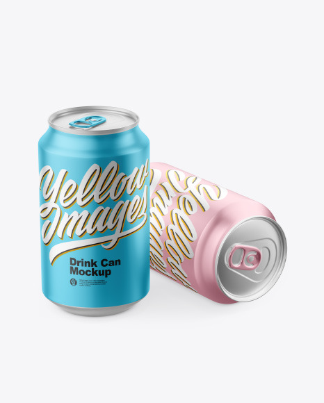 Two Metallic Drink Cans Mockup - Energy drink can mockup