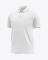 Raglan Zip Polo Shirt Mockup - Half Side View