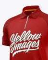 Raglan Zip Polo Shirt Mockup - Half Side View