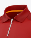 Raglan Zip Polo Shirt Mockup - Half Side View