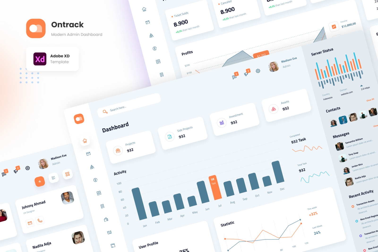 Ontrack - Modern Admin Dashboard