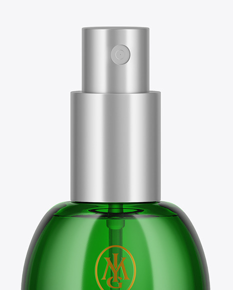 Green Glass Perfume Bottle Mockup