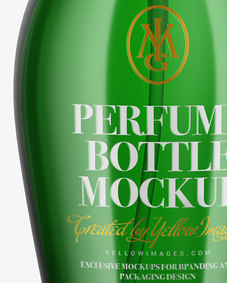 Green Glass Perfume Bottle Mockup