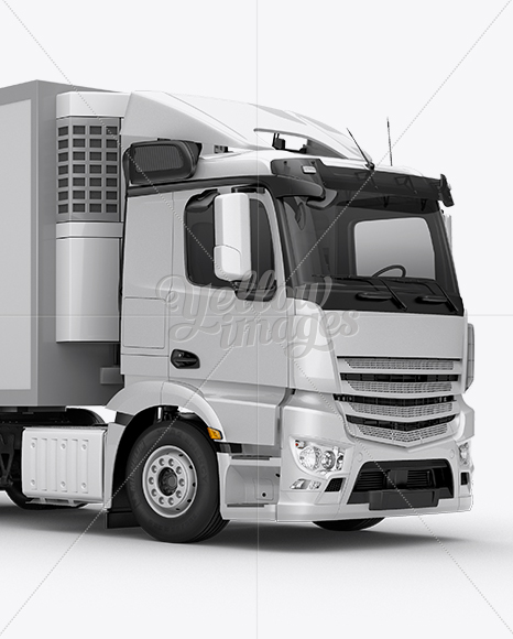 Refrigerator Truck HQ Mockup Half Side View