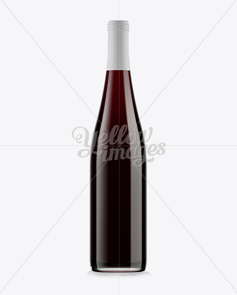 Clear Glass Bottle w/ Red Wine Mockup