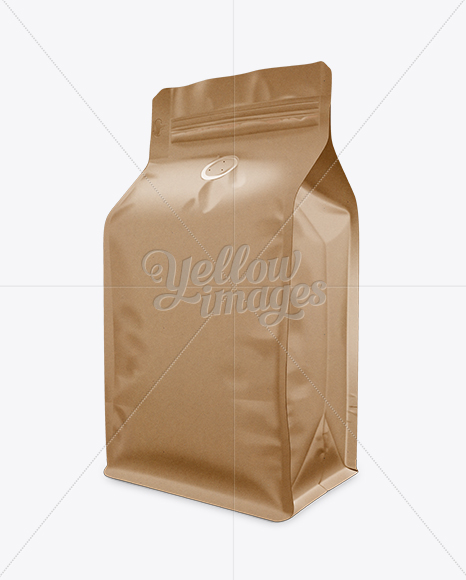 Kraft Coffee Bag Mockup / Half Side View