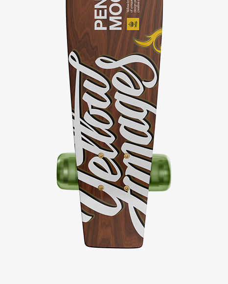 Penny Board with Transparent Wheels Mockup - Front View