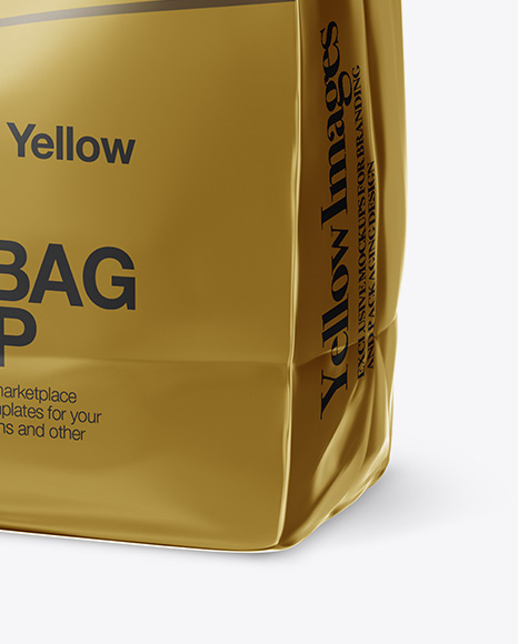 Metallic Snack Bag With Label Mockup - Half Side View Metallic Snack Bag With Label Mockup - Half Side View