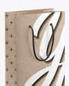 Kraft Paper Bag With Rope Handle Mockup - Half Side View (High-Angle Shot)