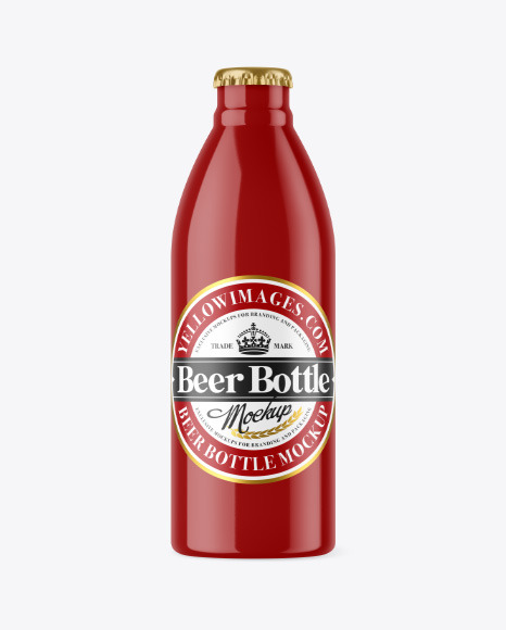 Glossy Beer Bottle Mockup