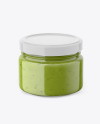 Glass Jar with Green Sauce Mockup