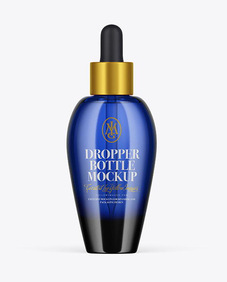 Dark Blue Glass Dropper Bottle Mockup